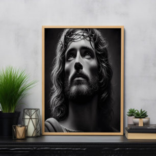Jesus Göttlicher Hirte mit zender Blick Poster