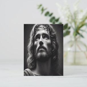 Jesus Göttlicher Hirte mit zender Blick Postkarte