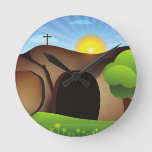 Jesus Grab Runde Wanduhr