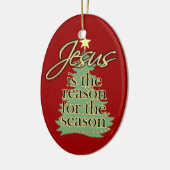 Jesus Grund für die Weihnachtsfeier der Jahreszeit Keramikornament (Links)