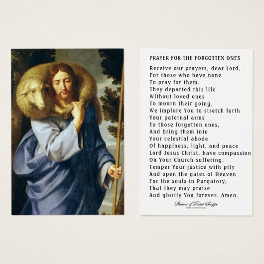 Jesus gute Hirten Soule im Fegefeuer Gebet (Vorne & Hinten)