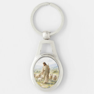 Jesus Guter Hirte Wildblumen Aquarell Schlüsselanhänger