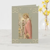 Jesus hält Chalice Erste Heilige Kommune Karte (Gelbe Blume)