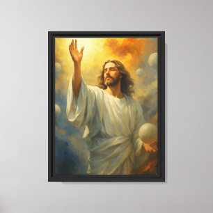 Jesus hält das Licht der Schöpfung Leinwanddruck