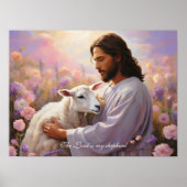 Jesus hält das verlorene Lamm Christlich Poster (Vorne)