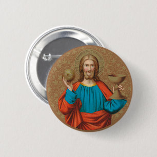 Jesus hält die Eucharistie empor (SNV 050) Button