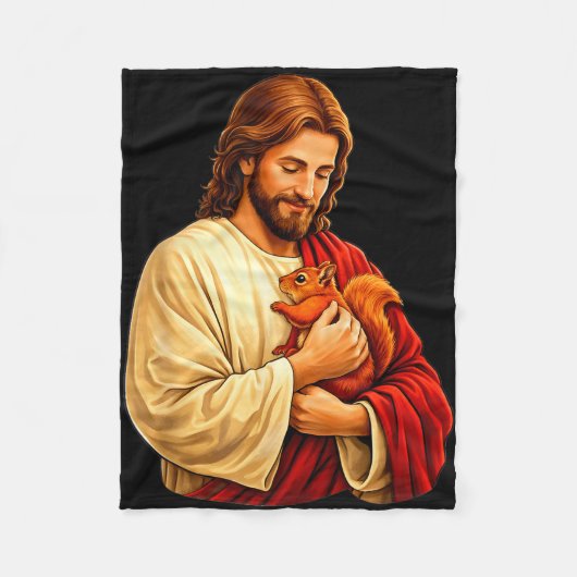 Jesus hält Eichhörnchen christlich Fleecedecke (Vorderseite)