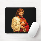 Jesus hält Eichhörnchen christlich  Mousepad (Mit Mouse)