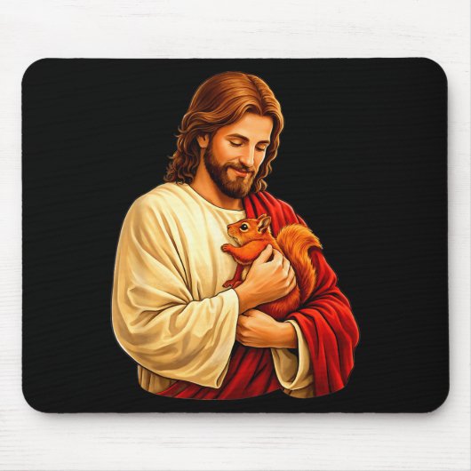 Jesus hält Eichhörnchen christlich  Mousepad (Vorne)