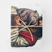 Jesus hält ein Baby Moo Deng Hippo Geschenkpapier Set (Beispiel)