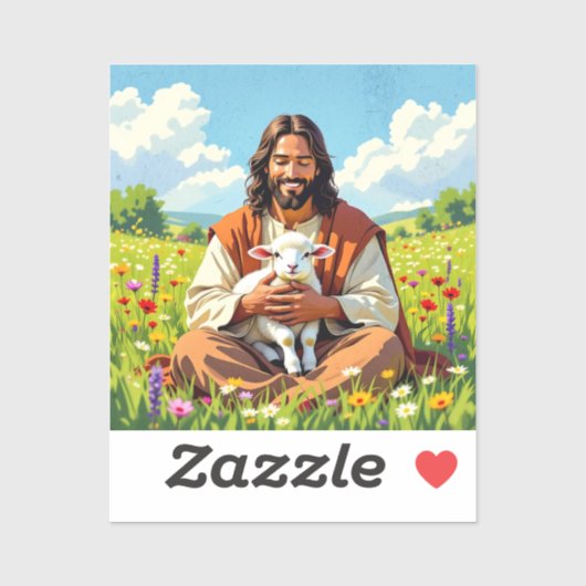 Jesus hält ein Lamm | Religiöser Christ Aufkleber (Blatt)
