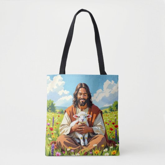 Jesus hält ein Lamm | Religiöser Christ Tasche (Vorderseite)