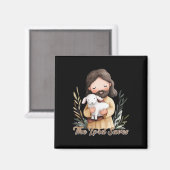 Jesus hält ein weißes Lamm Magnet (Vorderseite/Rückseite)