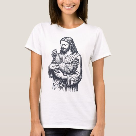 Jesus hält Huhn _1 T-Shirt (Vorderseite)