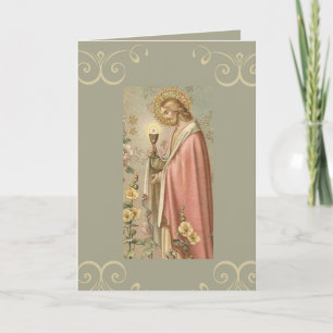 Jesus hält Kelch Erste heilige Kommunion Karte