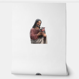 Jesus hält Moo Deng das Zwergflusspferd Klassische Tapete