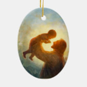 Jesus hält Säuglingsschmuck Keramikornament (Hinten)