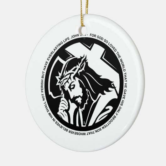 Jesus halten Quer mit John-3:16zitat Keramikornament (Links)