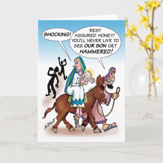 Jesus "Hammered" - Karte (Gelbe Blume)