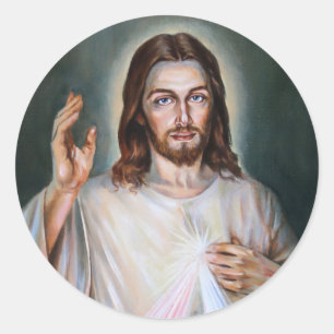 Jesus Hand im Segen aufgewachsen Runder Aufkleber