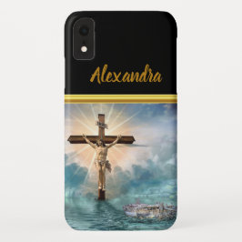 Jesus hängt von einem christlichen Kreuzungskreuz. Case-Mate iPhone Hülle