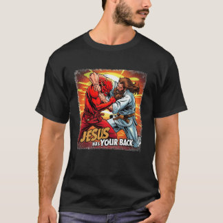 Jesus Has Your Back Jiu Jitsu Retro Christian Men T-Shirt