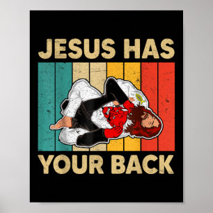 Jesus hat deinen Rücken Jiu Jitsu Retro Christlich Poster