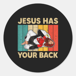 Jesus Hat Deinen Rücken Jiu Jitsu Retro Christlich Runder Aufkleber
