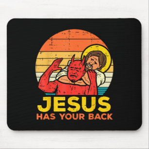 Jesus hat deinen Rücken - Retro Sonnenuntergang Je Mousepad