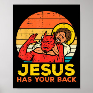 Jesus hat deinen Rücken - Retro Sonnenuntergang Je Poster