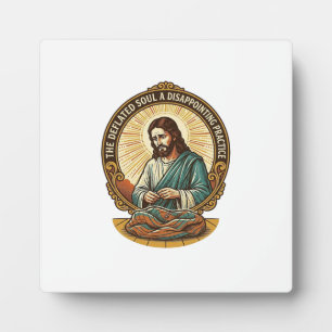 Jesus hat den flachen Yoga-Ball komplett entleert Fotoplatte