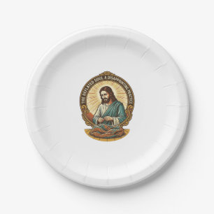 Jesus hat den flachen Yoga-Ball komplett entleert  Pappteller