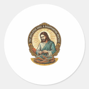 Jesus hat den flachen Yoga-Ball komplett entleert Runder Aufkleber