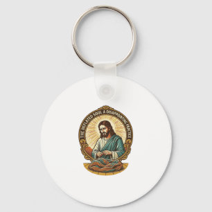 Jesus hat den flachen Yoga-Ball komplett entleert Schlüsselanhänger