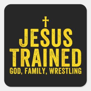 Jesus hat den Wrestling der Familie Gottes ausgebi Quadratischer Aufkleber