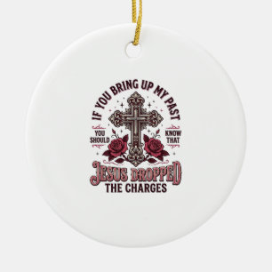 Jesus hat die Anklage fallen gelassen Vintage-Kreu Keramik Ornament