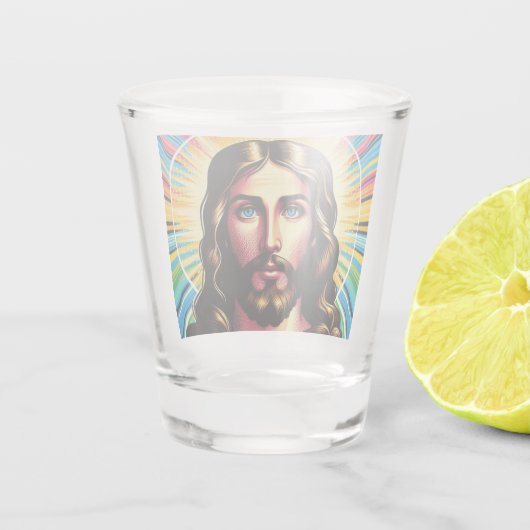 Jesus hat eine Brille geschossen! Schnapsglas (Rückseite)