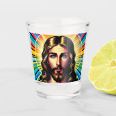 Jesus hat eine Brille geschossen! Schnapsglas (Vorderseite)
