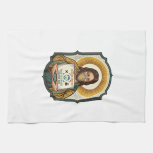 Jesus hat Gesichtsentriegelung mit Maske bei Pho n Geschirrtuch