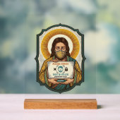 Jesus hat Gesichtsentriegelung mit Maske bei Tech- Acrylschild (Neutral)