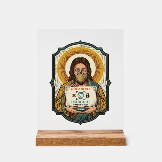 Jesus hat Gesichtsentriegelung mit Maske bei Tech- Acrylschild (Vorderseite)
