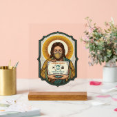 Jesus hat Gesichtsentriegelung mit Maske bei Tech- Acrylschild (Hochzeit)