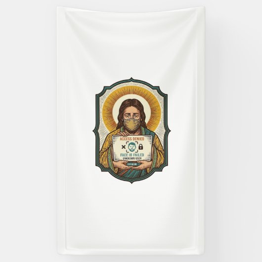 Jesus hat Gesichtsentriegelung mit Maske bei Tech- Banner (Vertikal)