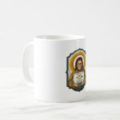 Jesus hat Gesichtsentriegelung mit Maske bei Tech- Kaffeetasse (Vorderseite Links)