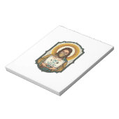 Jesus hat Gesichtsentriegelung mit Maske bei Tech- Notizblock (Rotiert)
