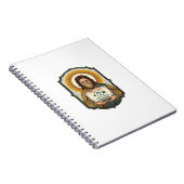 Jesus hat Gesichtsentriegelung mit Maske bei Tech- Notizblock (Rechte Seite)