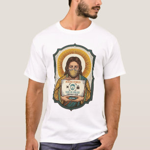 Jesus hat Gesichtsentriegelung mit Maske bei Tech- T-Shirt