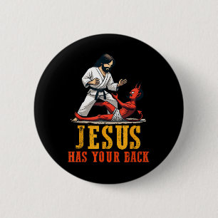 Jesus hat Ihren Rücken Funny Christlich Jiu-jitsu Button