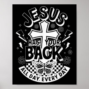 Jesus hat Ihren Rücken Groovy Retro Christlichen M Poster