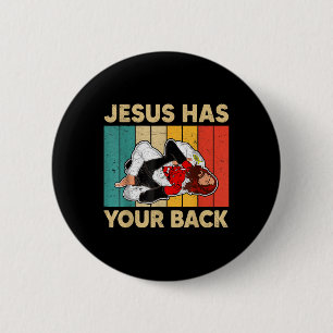 Jesus hat Ihren Rücken Jiu Jitsu Retro Christliche Button